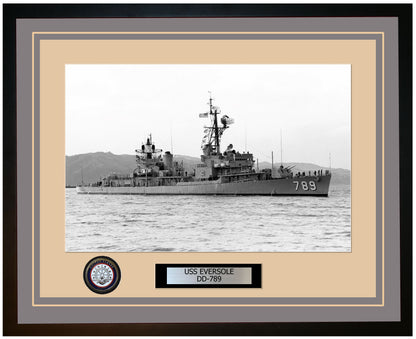 USS EVERSOLE DD-789 Framed Navy Ship Photo Grey