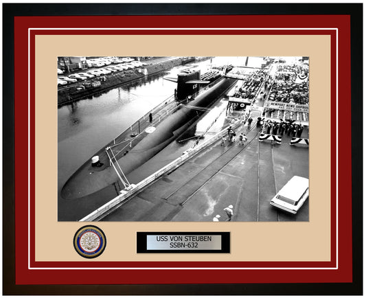 USS Von Steuben SSBN-632 Framed Navy Ship Photo Burgundy