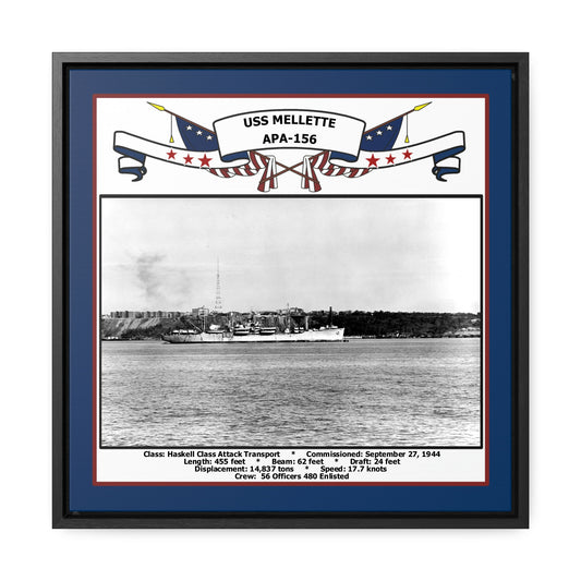 USS Mellette APA-156 Navy Floating Frame Photo Front View