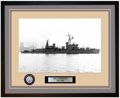 USS EVERSOLE DD-789 Framed Navy Ship Photo Grey