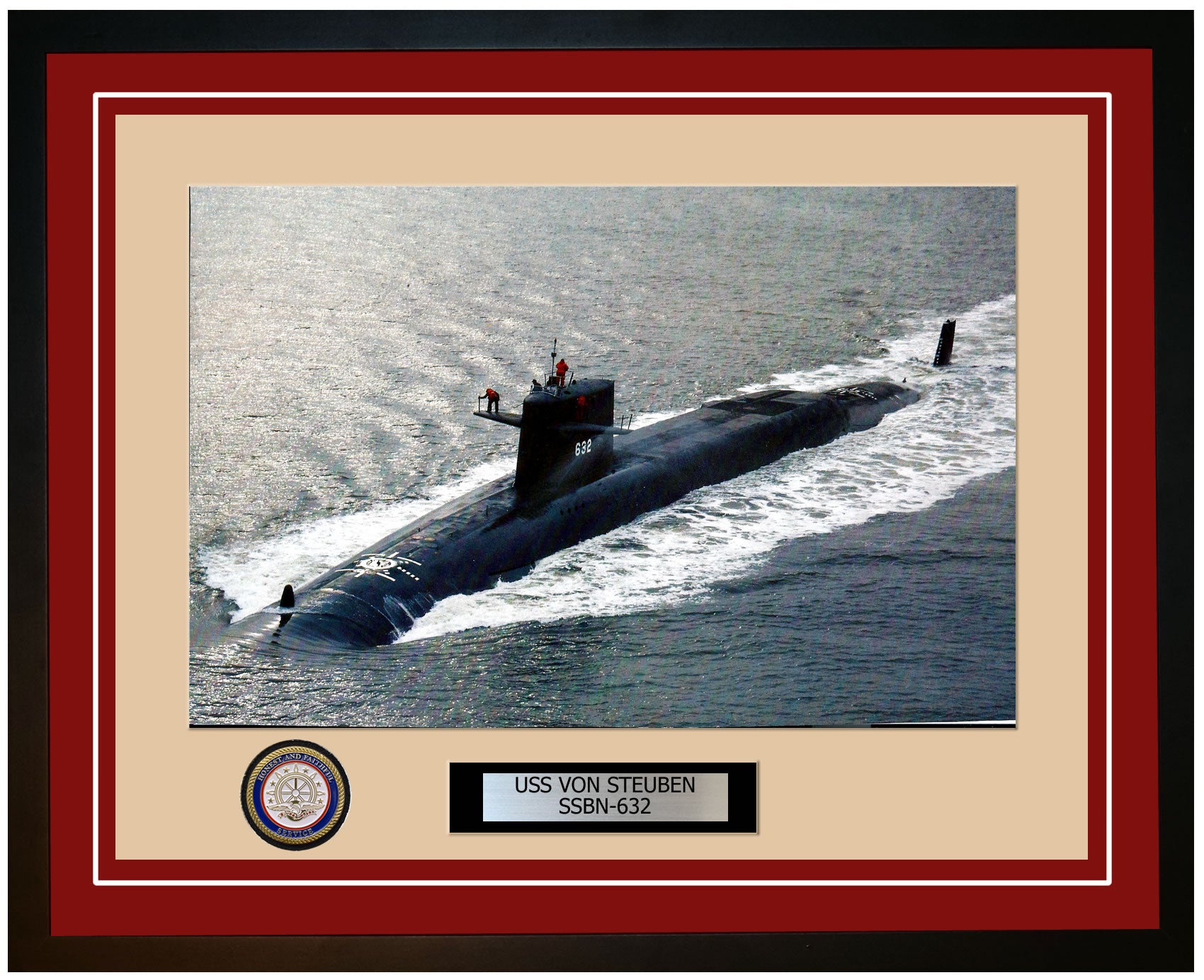USS Von Steuben SSBN-632 Framed Navy Ship Photo Burgundy