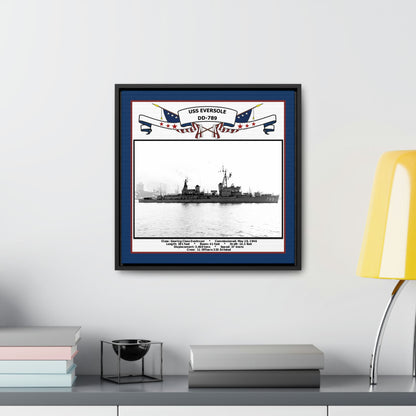 USS Eversole DD-789 Navy Floating Frame Photo Desk View