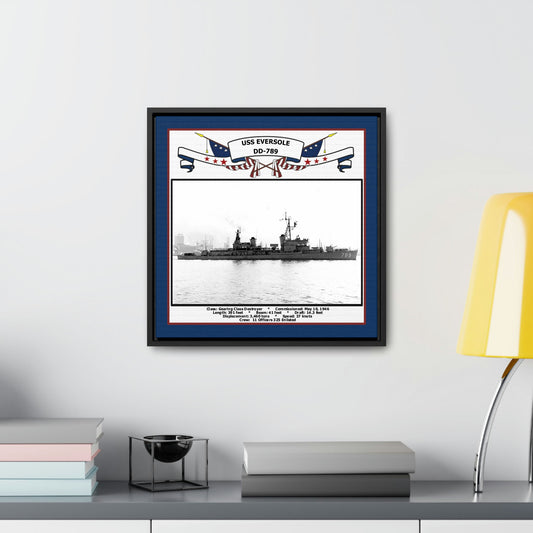 USS Eversole DD-789 Navy Floating Frame Photo Desk View