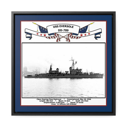 USS Eversole DD-789 Navy Floating Frame Photo Front View