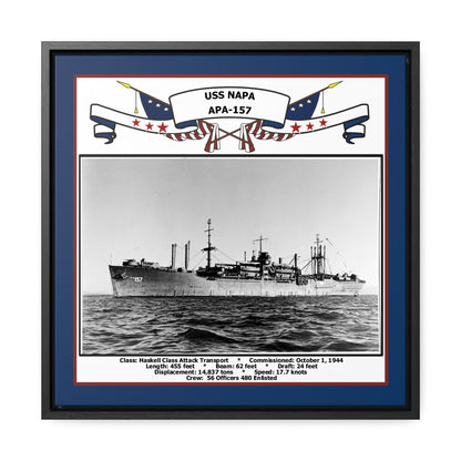 USS Napa APA-157 Navy Floating Frame Photo Front View