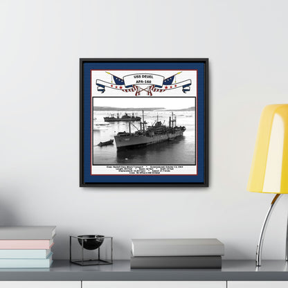 USS Deuel APA-160 Navy Floating Frame Photo Desk View