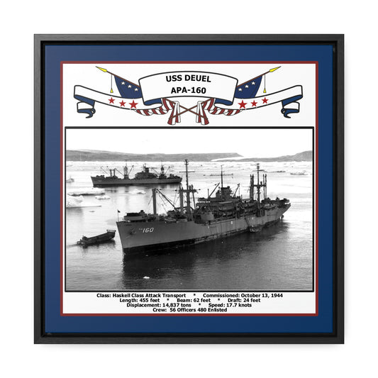 USS Deuel APA-160 Navy Floating Frame Photo Front View