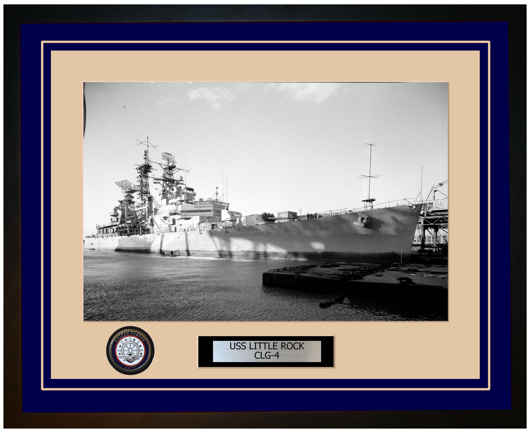 USS LITTLE ROCK CLG-4 Framed Navy Ship Photo Blue