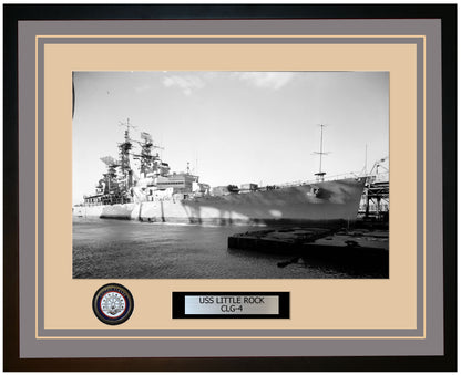USS LITTLE ROCK CLG-4 Framed Navy Ship Photo Grey