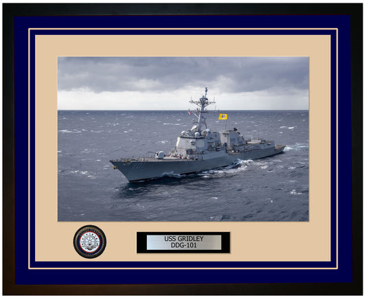 USS GRIDLEY DDG-101 Framed Navy Ship Photo Blue