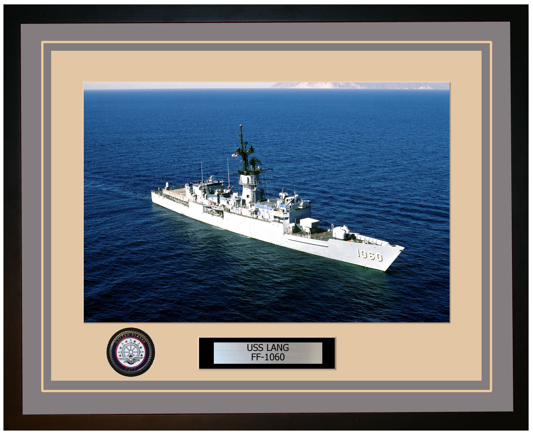 USS LANG FF-1060 Framed Navy Ship Photo Grey