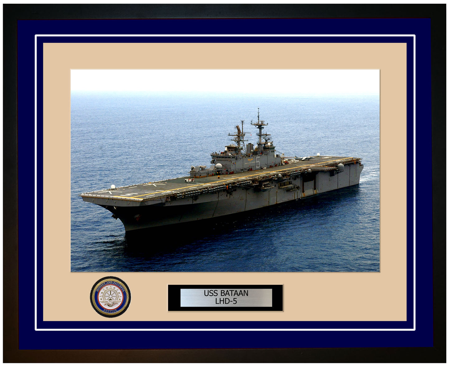 USS Bataan LHD-5 Framed Navy Ship Photo Blue