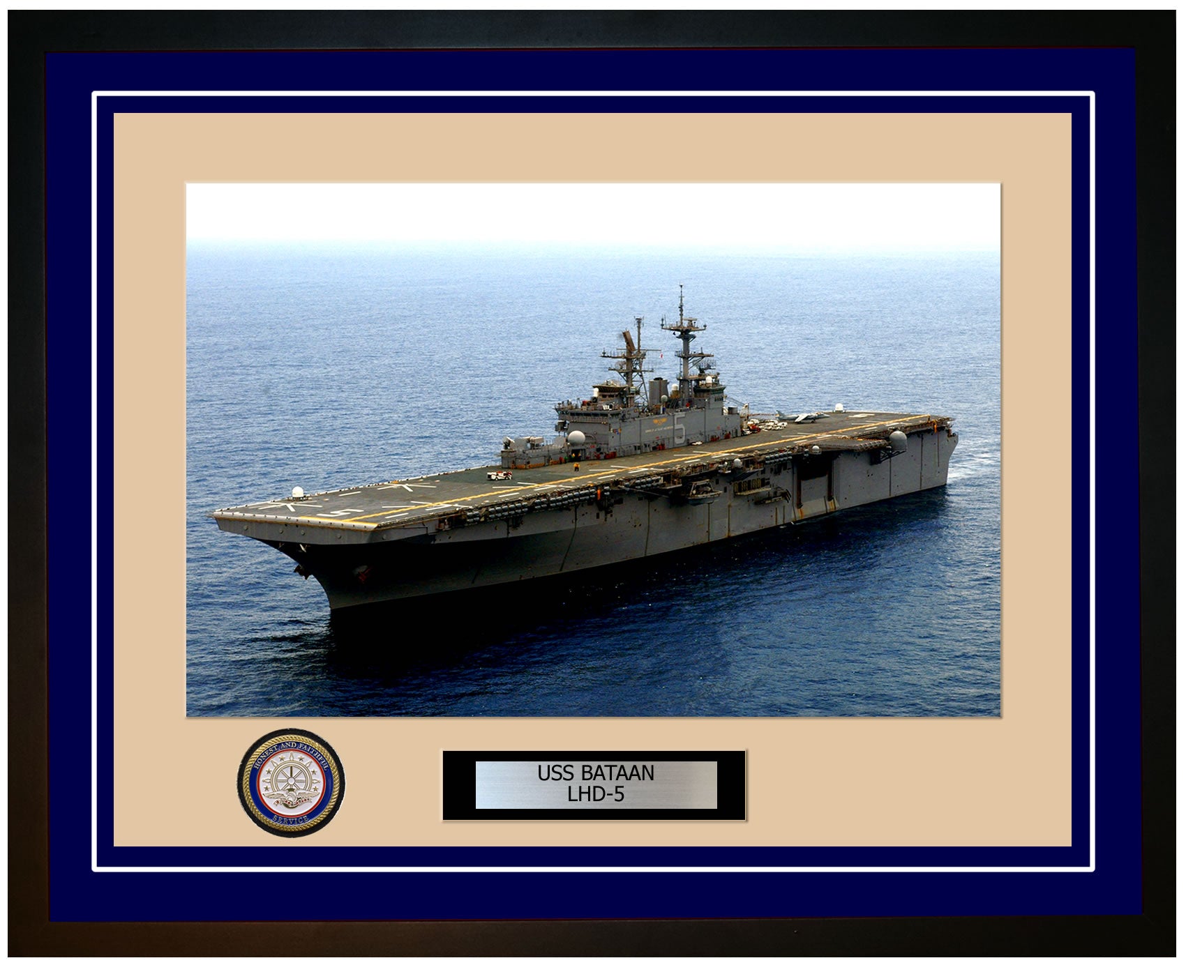 USS Bataan LHD-5 Framed Navy Ship Photo Blue