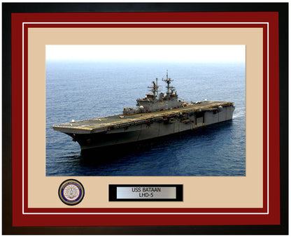 USS Bataan LHD-5 Framed Navy Ship Photo Burgundy
