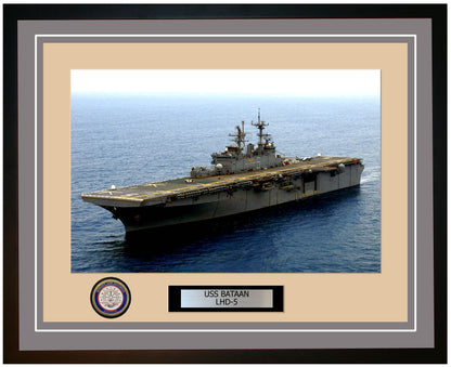 USS Bataan LHD-5 Framed Navy Ship Photo Grey
