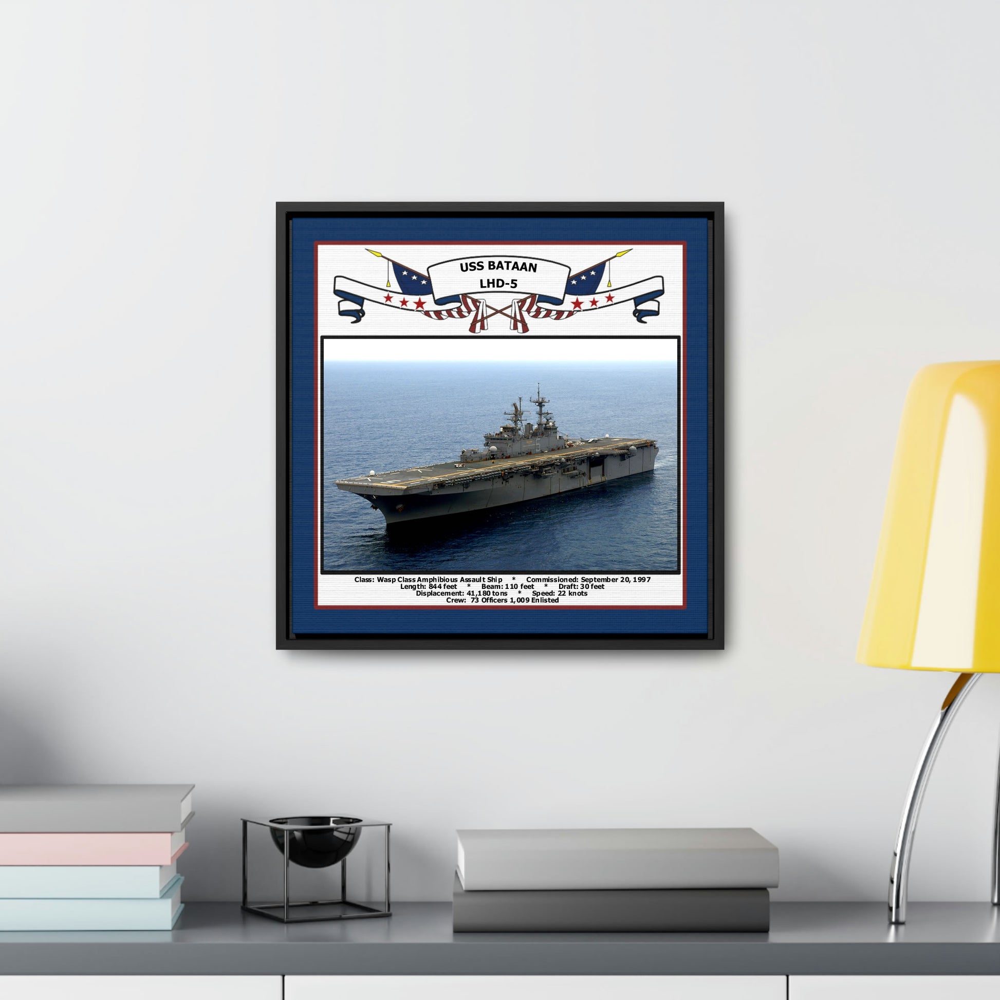USS Bataan LHD-5 Navy Floating Frame Photo Desk View