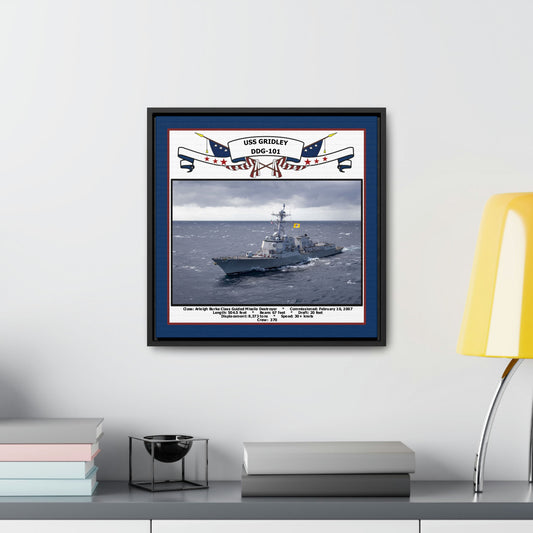 USS Gridley DDG-101 Navy Floating Frame Photo Desk View
