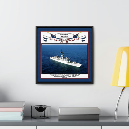 USS Lang FF-1060 Navy Floating Frame Photo Desk View