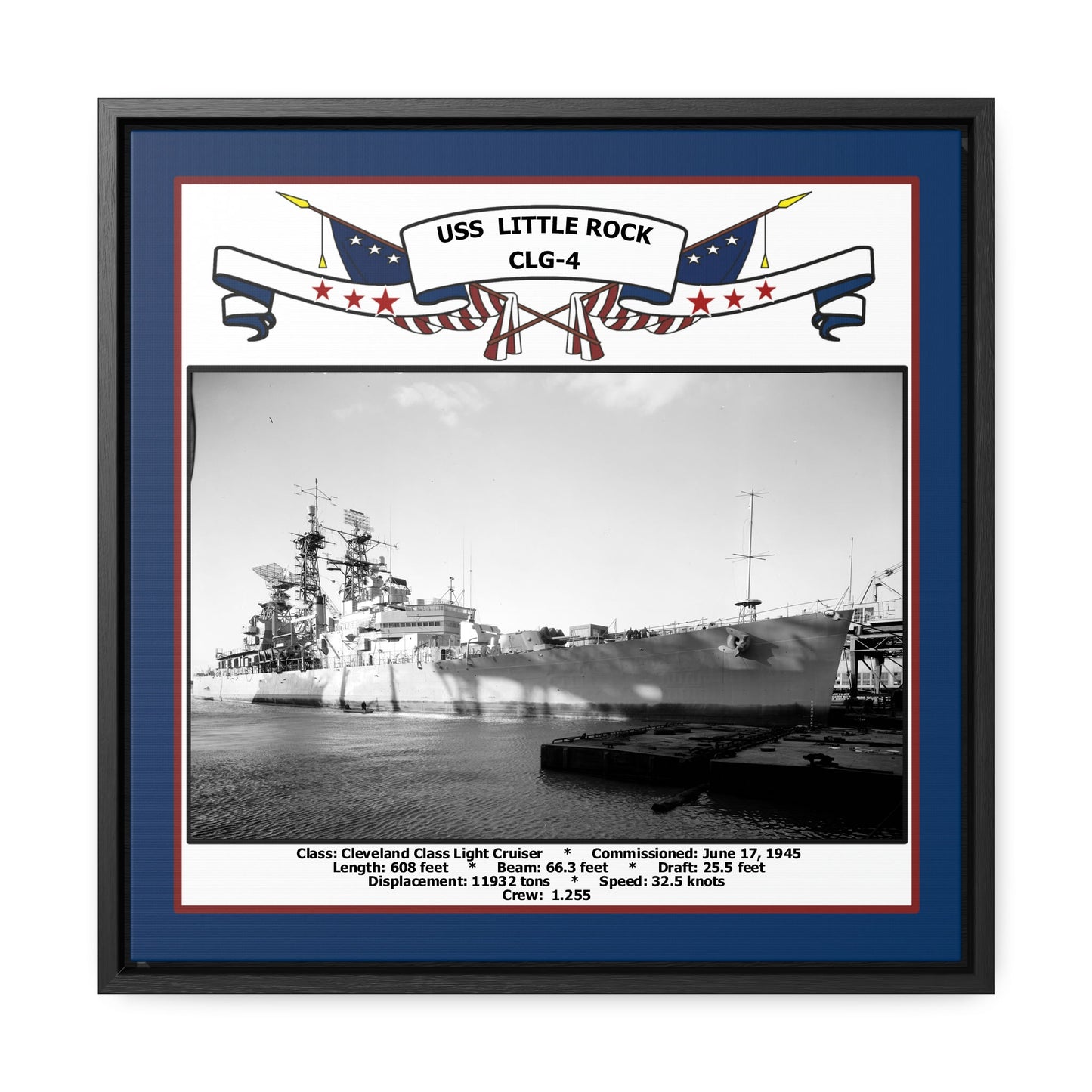 USS Little Rock CLG-4 Navy Floating Frame Photo Front View