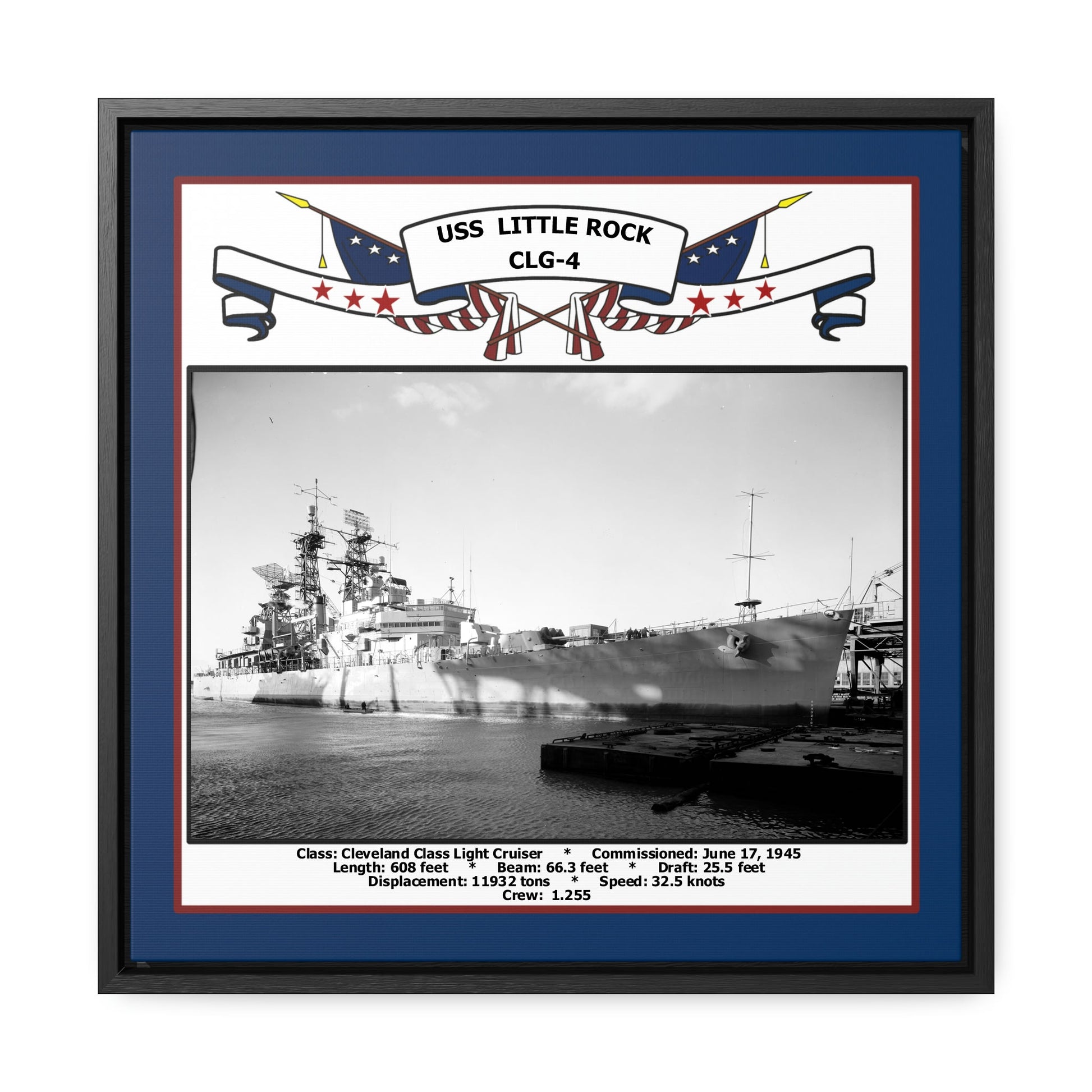 USS Little Rock CLG-4 Navy Floating Frame Photo Front View