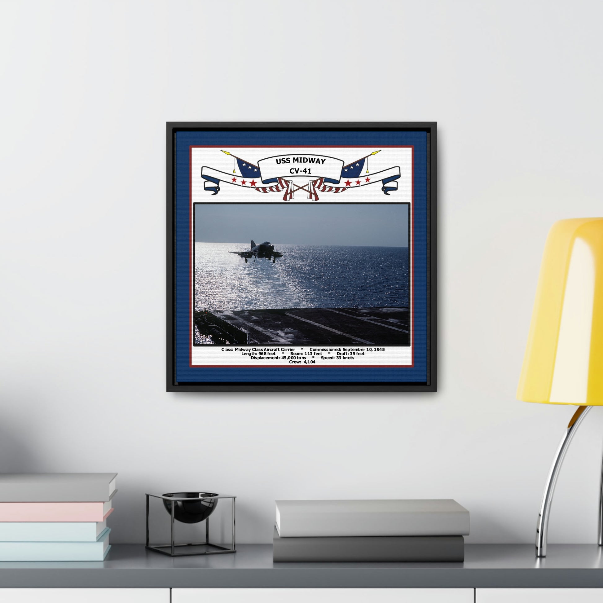 USS Midway CV-41 Navy Floating Frame Photo Desk View