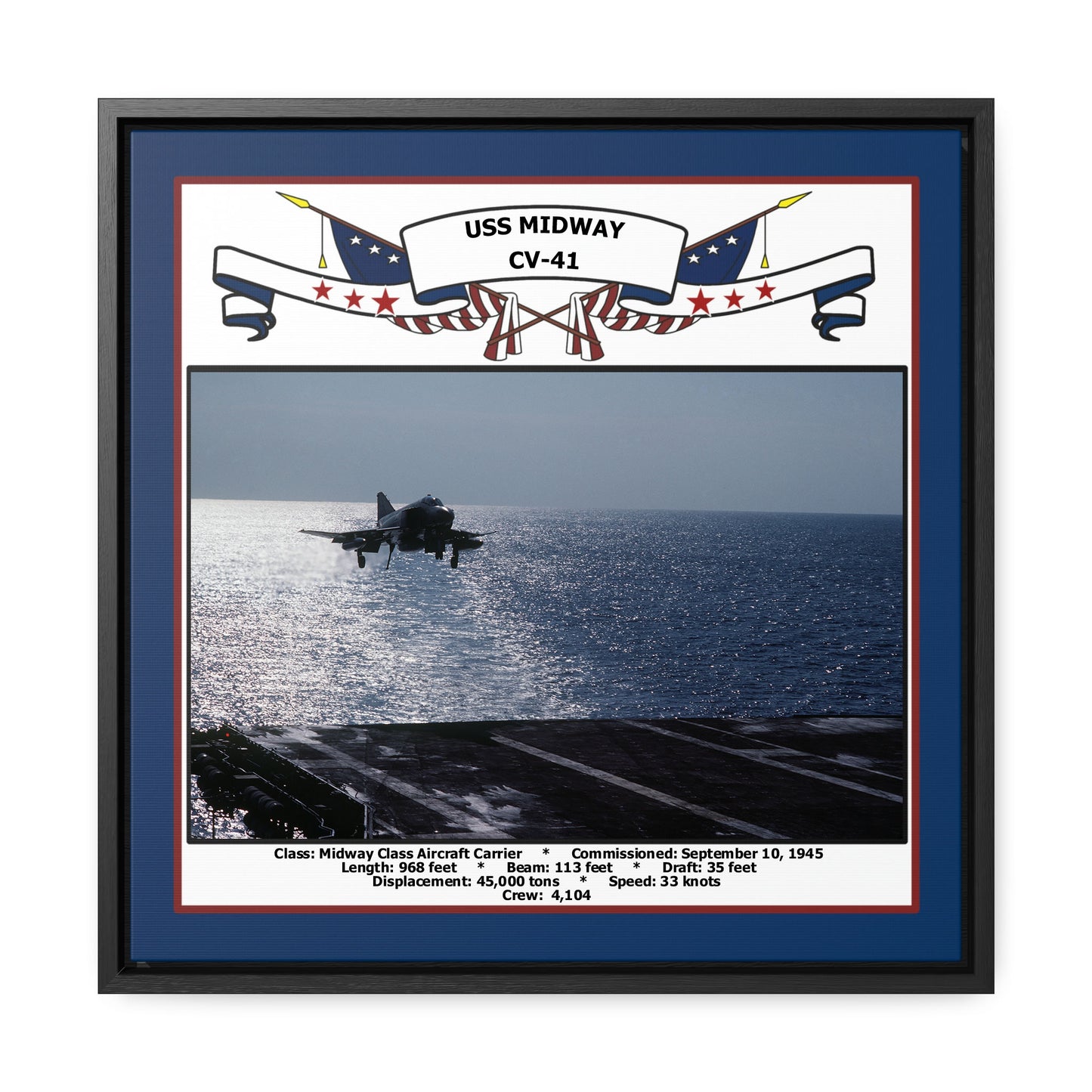 USS Midway CV-41 Navy Floating Frame Photo Front View