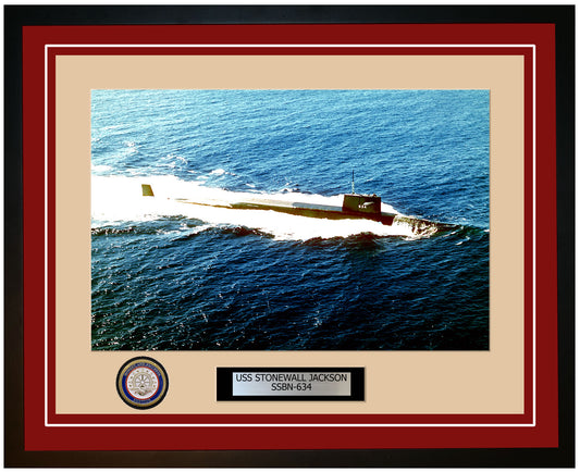 USS Stonewall Jackson SSBN-634 Framed Navy Ship Photo Burgundy