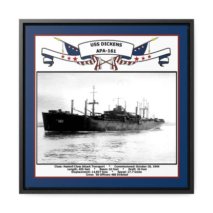 USS Dickens APA-161 Navy Floating Frame Photo Front View