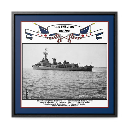 USS Shelton DD-790 Navy Floating Frame Photo Front View