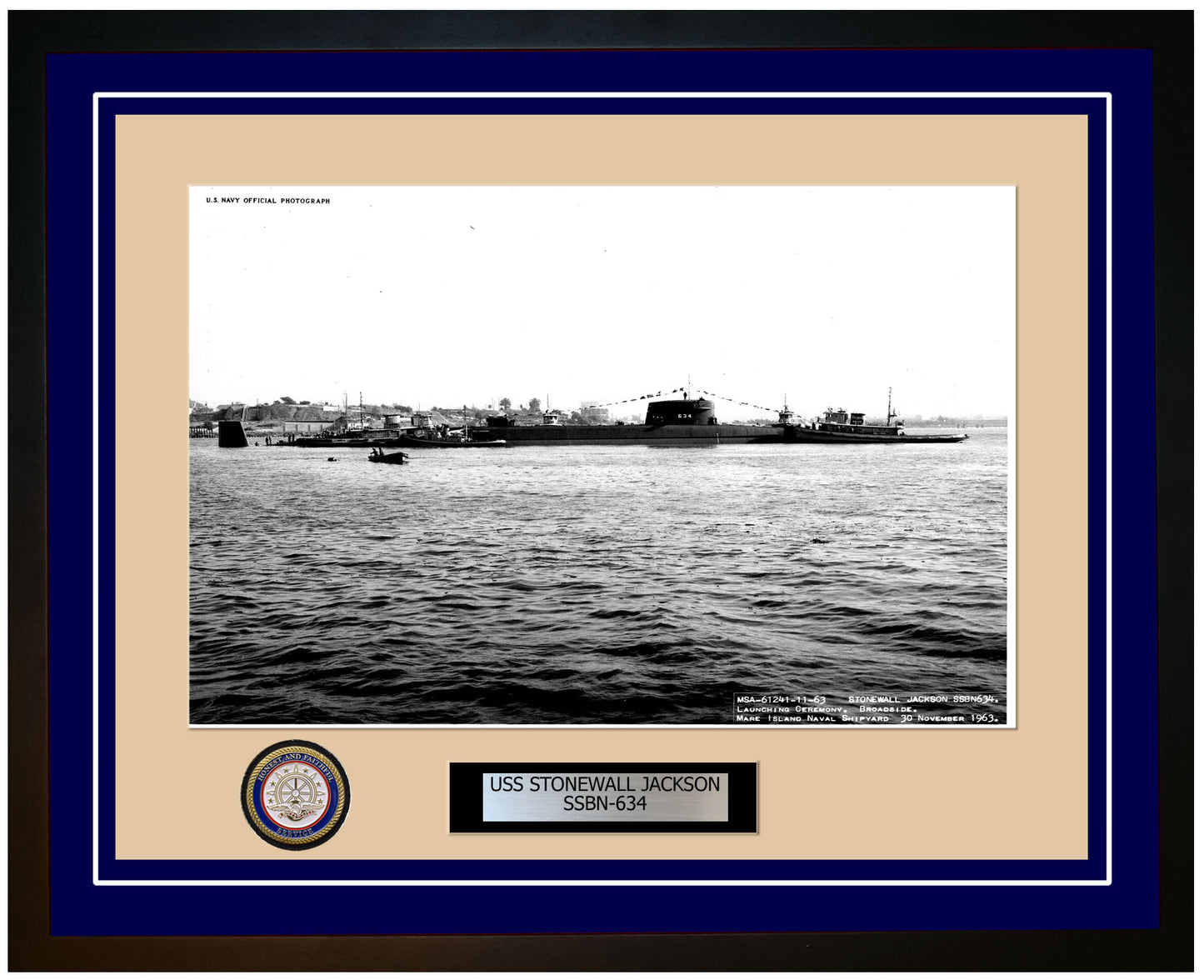 USS Stonewall Jackson SSBN-634 Framed Navy Ship Photo Blue