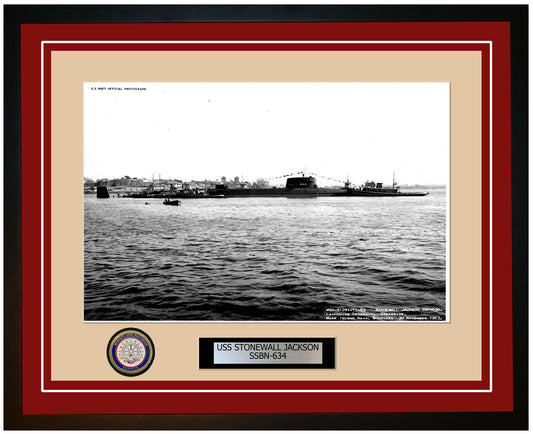 USS Stonewall Jackson SSBN-634 Framed Navy Ship Photo Burgundy