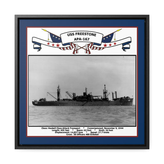 USS Freestone APA-167 Navy Floating Frame Photo Front View