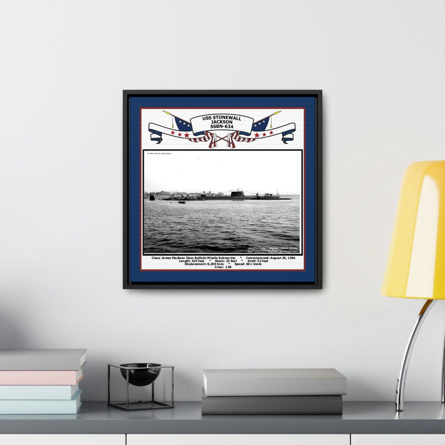 USS Stonewall Jackson SSBN-634 Navy Floating Frame Photo Desk View