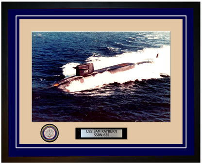 USS Sam Rayburn SSBN-635 Framed Navy Ship Photo Blue