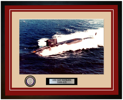 USS Sam Rayburn SSBN-635 Framed Navy Ship Photo Burgundy