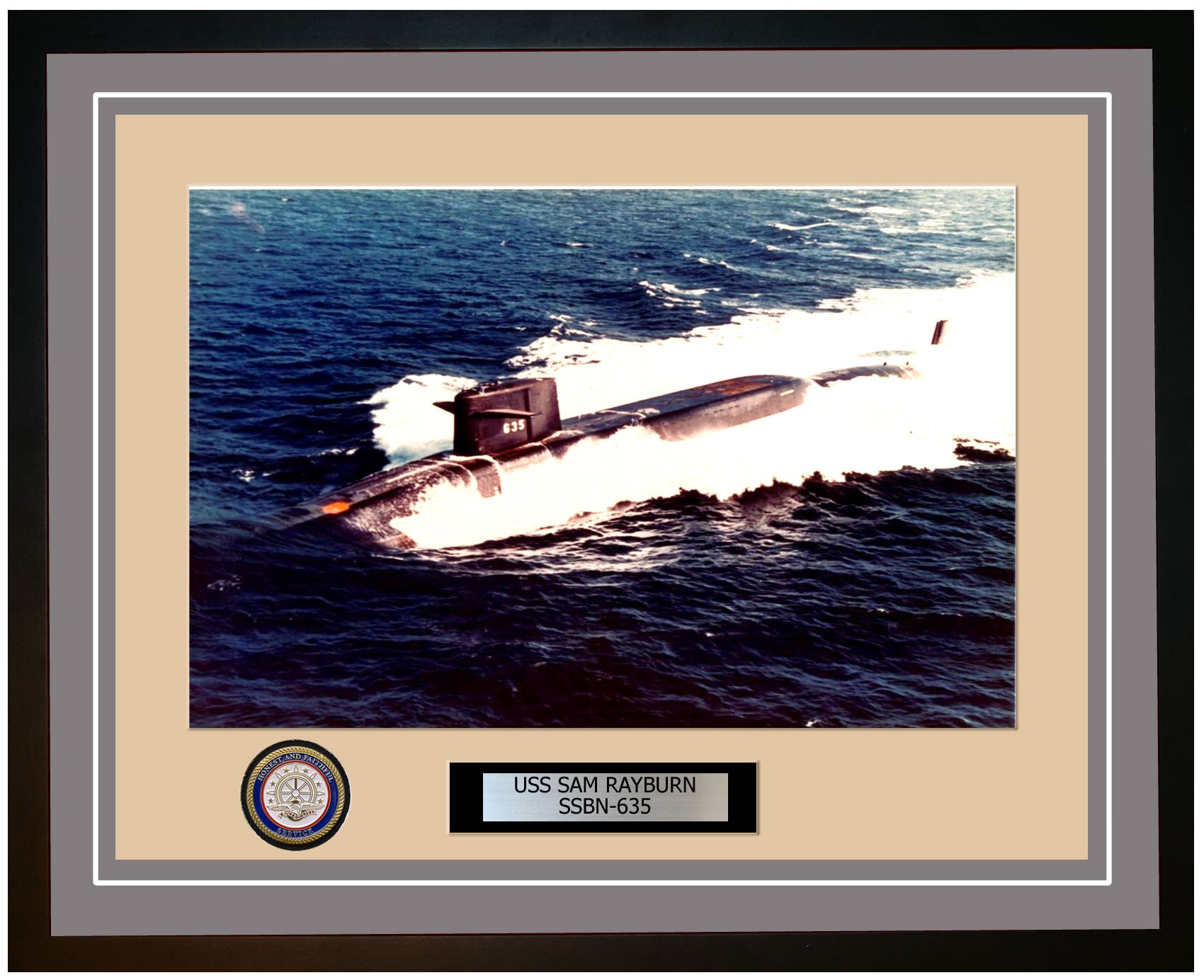 USS Sam Rayburn SSBN-635 Framed Navy Ship Photo Grey