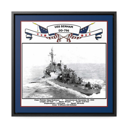 USS Benham DD-796 Navy Floating Frame Photo Front View