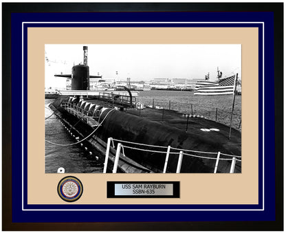 USS Sam Rayburn SSBN-635 Framed Navy Ship Photo Blue