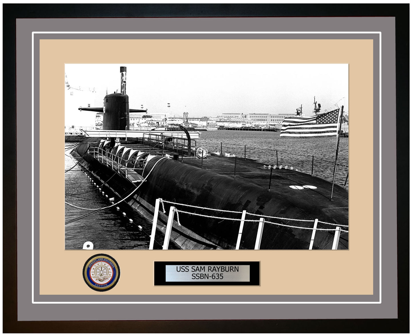 USS Sam Rayburn SSBN-635 Framed Navy Ship Photo Grey