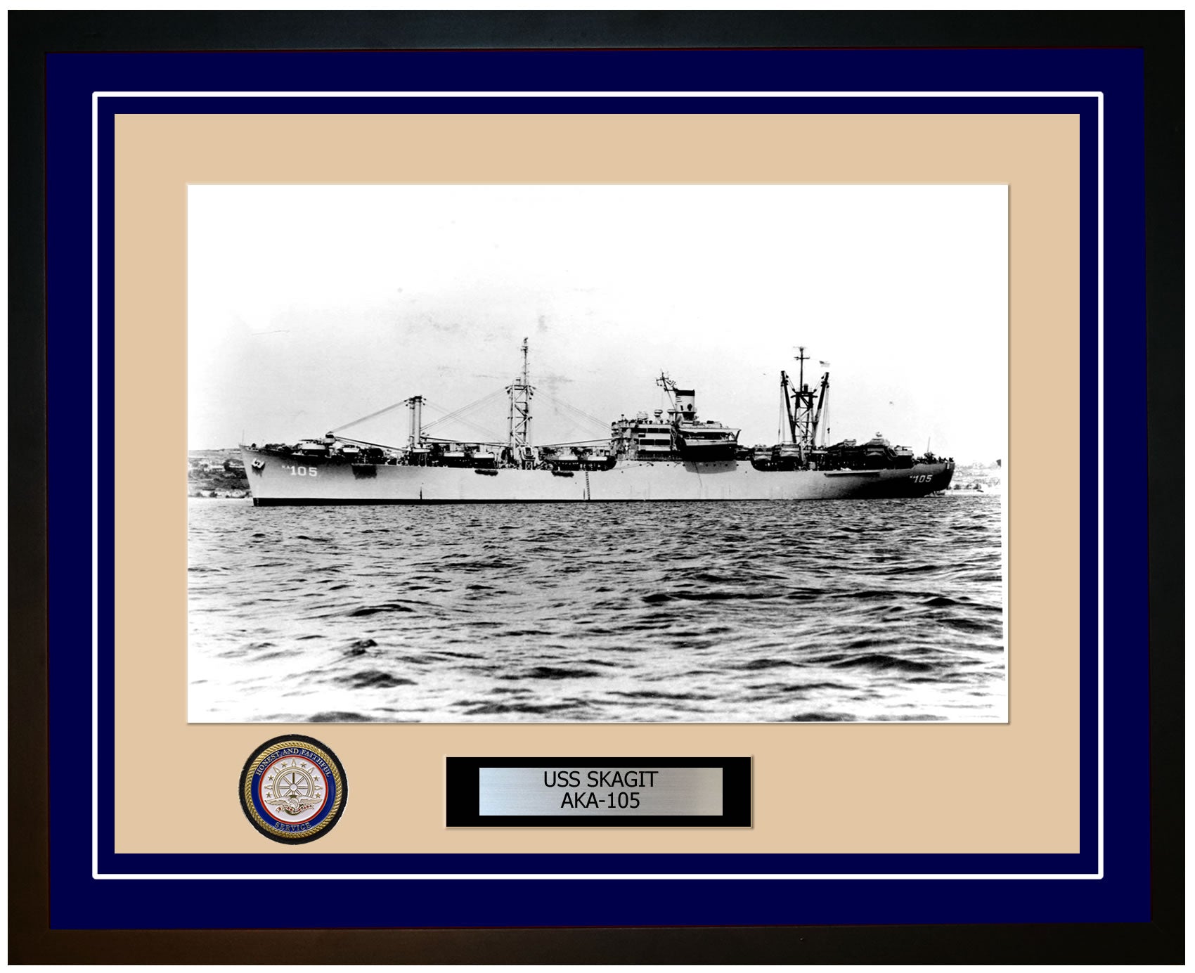 USS Skagit AKA-105 Framed Navy Ship Photo Blue