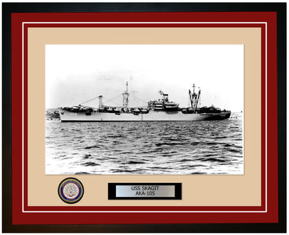 USS Skagit AKA-105 Framed Navy Ship Photo Burgundy