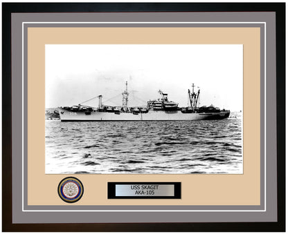 USS Skagit AKA-105 Framed Navy Ship Photo Grey