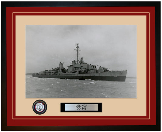 USS NOA DD-841 Framed Navy Ship Photo Burgundy