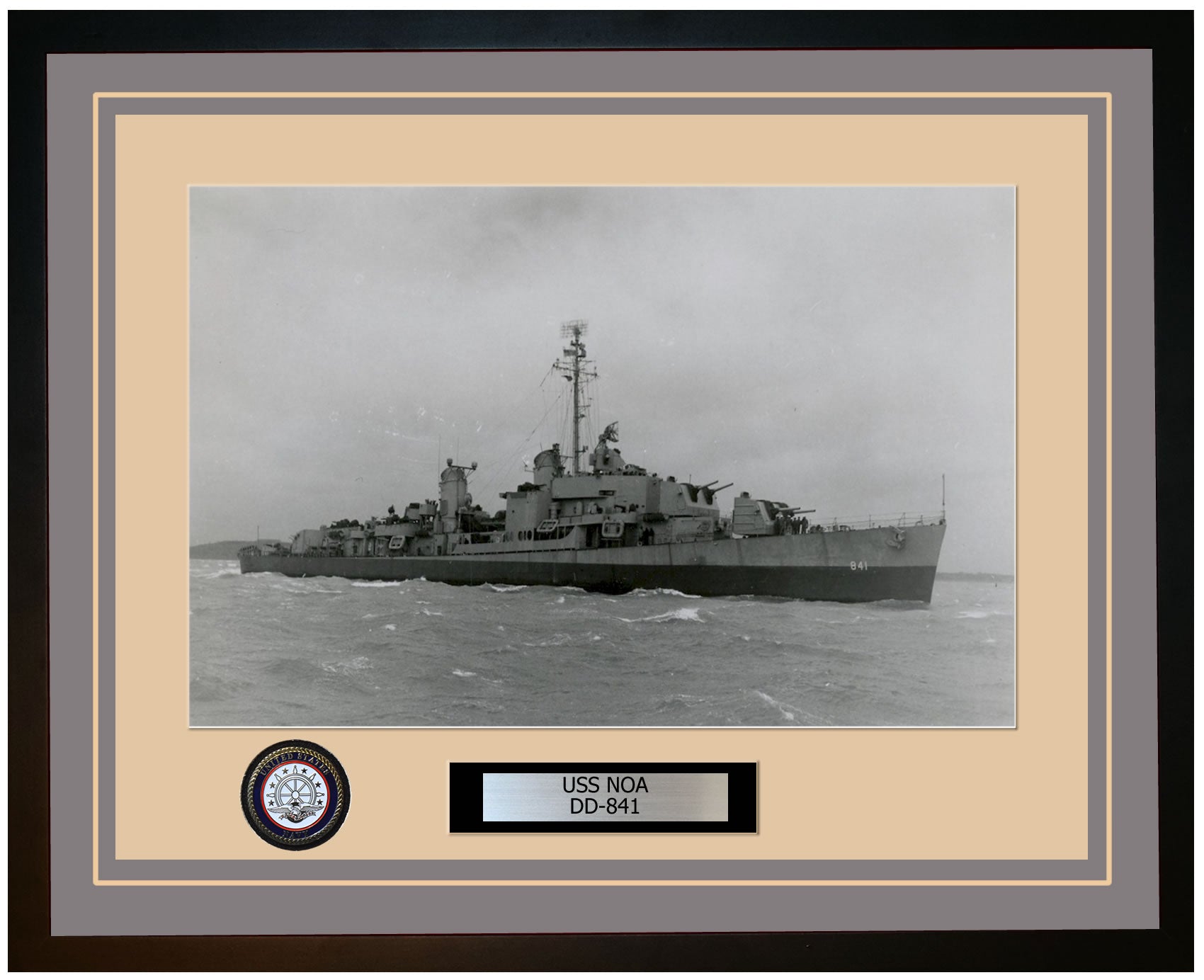 USS NOA DD-841 Framed Navy Ship Photo Grey