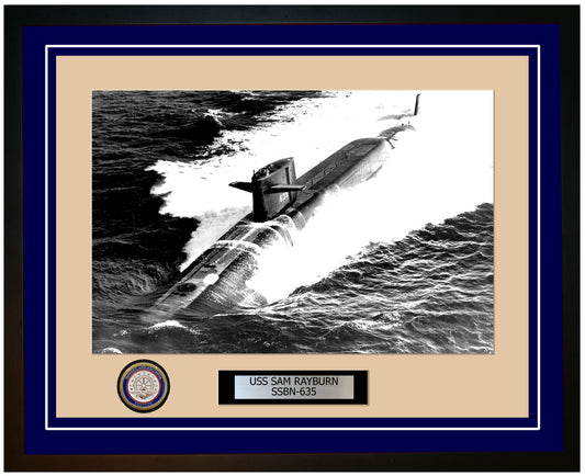 USS Sam Rayburn SSBN-635 Framed Navy Ship Photo Blue