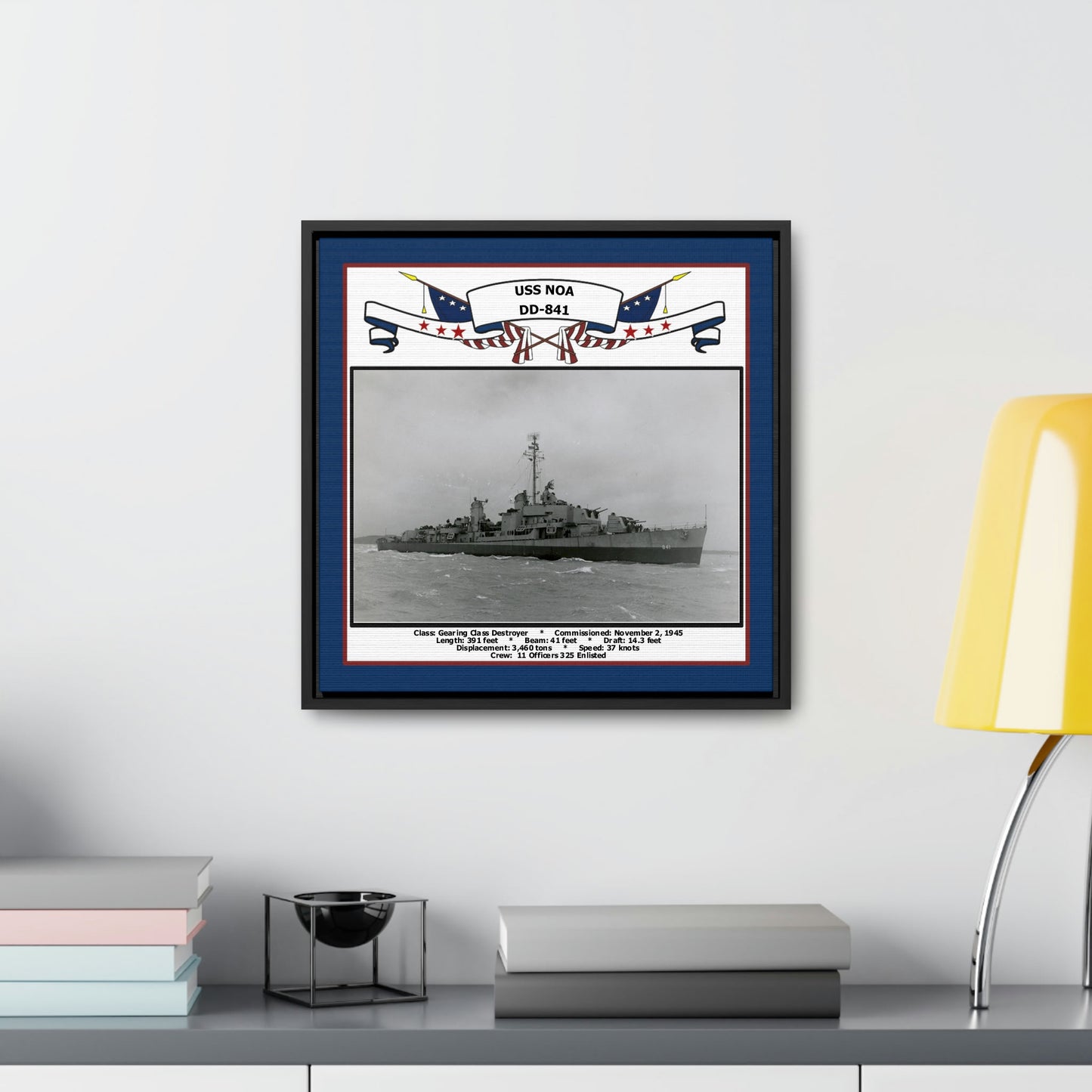USS Noa DD-841 Navy Floating Frame Photo Desk View