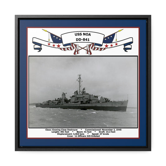 USS Noa DD-841 Navy Floating Frame Photo Front View