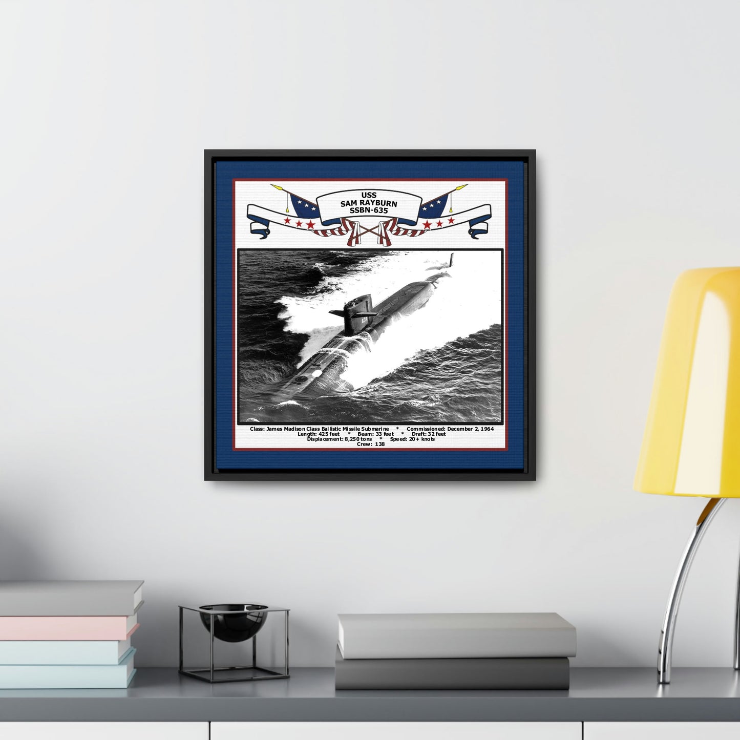 USS Sam Rayburn SSBN-635 Navy Floating Frame Photo Desk View