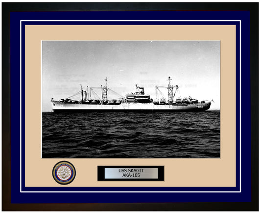 USS Skagit AKA-105 Framed Navy Ship Photo Blue