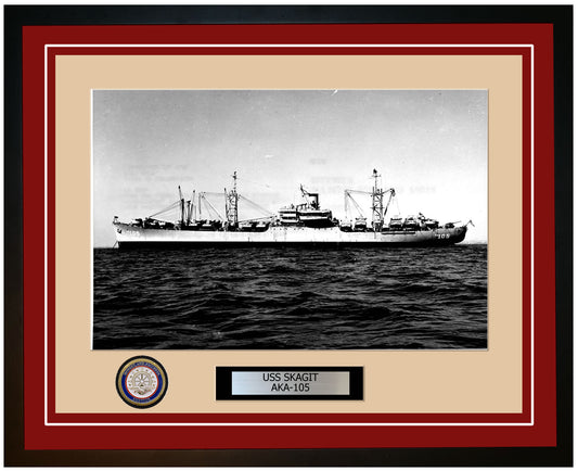 USS Skagit AKA-105 Framed Navy Ship Photo Burgundy